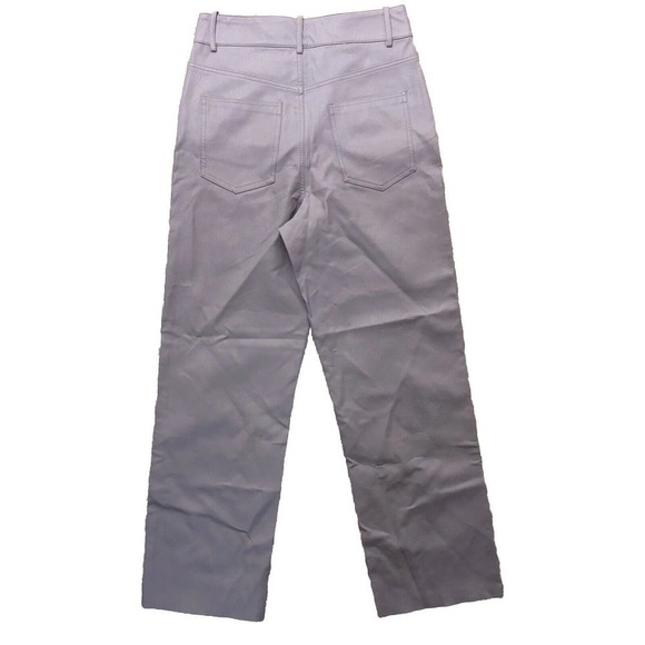 Zara High Waisted Lilac Faux Leather Trousers M Raw Hem 30x30 Hipster Skate‎ Emo - Picture 16 of 16